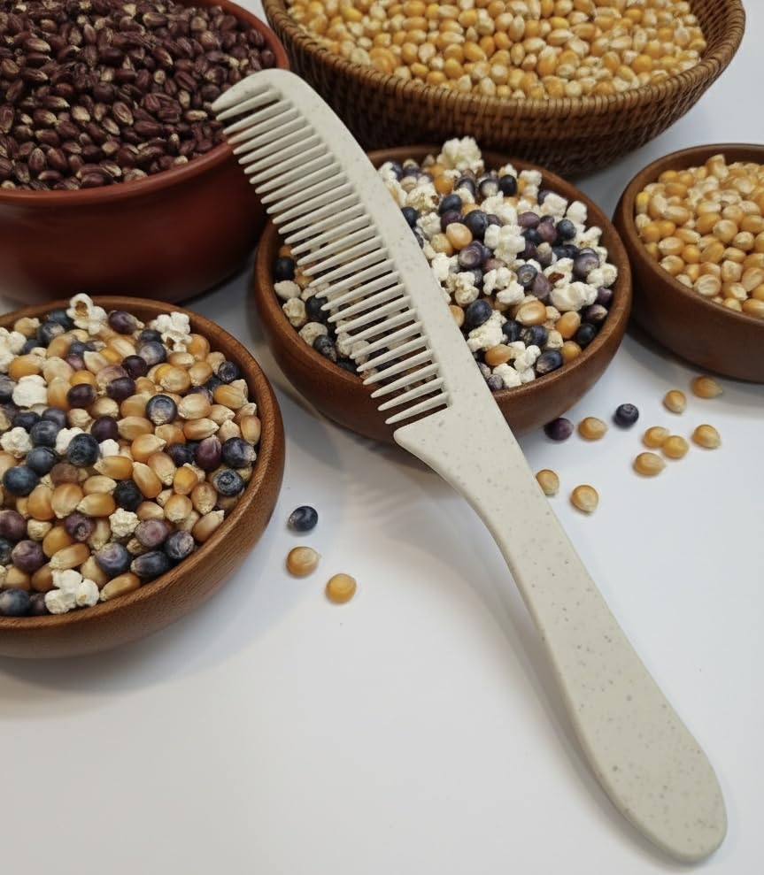 Corn Starch Hair Comb, Natural Biodegradable Material, Manual, Standard Size, All Hair Types-image-42