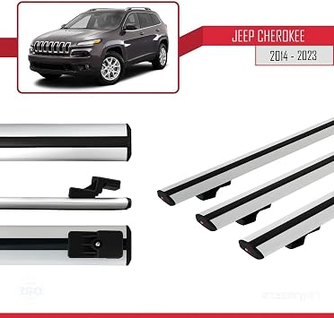 Jeep Cherokee 5 (KL) 2014-2023 Arası ile Uyumlu BASIC Model Ara Atkı Tavan Barı Gri 3 Adet