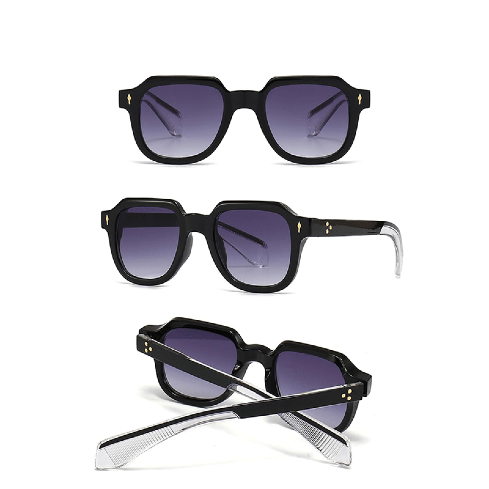 Occhiali da sole con protezione UV400 | Rivetti in metallo, lenti sfumate punk | per donna e uomo, sport all'aria aperta e guida