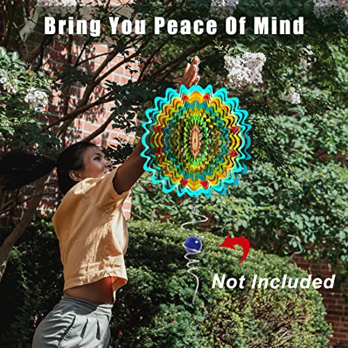 Wind Spinners Outdoor Metal,Kinetic Flame Geometric Wind Catcher,Large 3D Mandala Spinner Garden Yard Spinning Ornaments,12In Stainless Steel Sculpture Multicolor Indoor & Outside Art Hanging Decor #TOP3