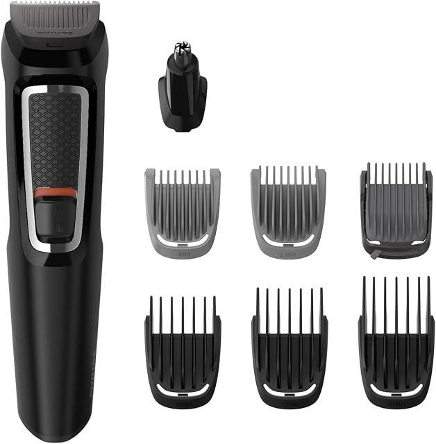 Philips Multigroom Series 3000 Maszynka do Strzyżenia, Czarny/Czerwony, 8 Końcówek