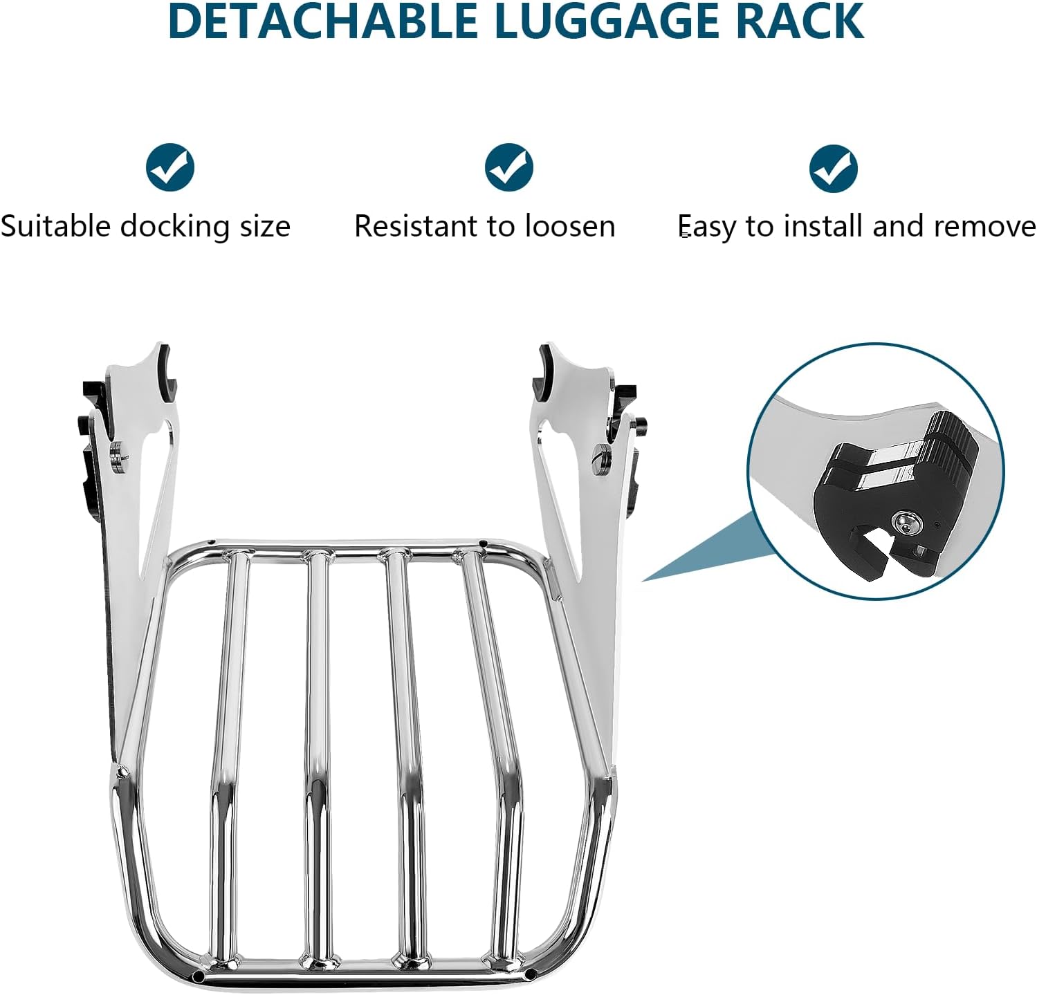 Detachable Two-Up Luggage Rack Mounting Rack Tour Pack Mount Compatible with 2009-2024 Harley Touring Road King Ultra CVO Limited Street Glide Road Glide Electra Glide Chrome