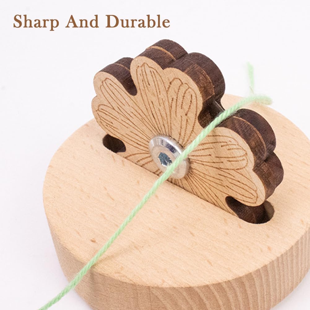 2pcs Daisy Thread Snip Cutters, Wooden Rotary Yarn Thread-Cutter Tool for Quilting, Tabletop Blade Save Wood Carving Thread Snips with Anti-Slip Stand, Sewing Seam Supplies Quilting Notions(2pack)