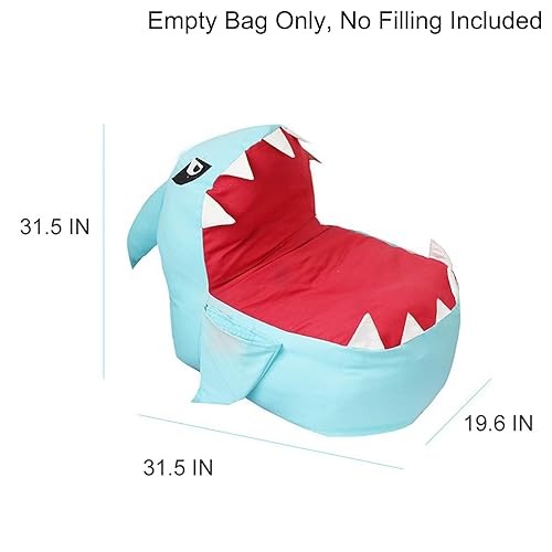 Miniatura 3 de DreamsEden Bolsa de almacenamiento de animales de peluche de tiburón, asiento de organización de juguetes de doble uso para niños, solo bolsa sin