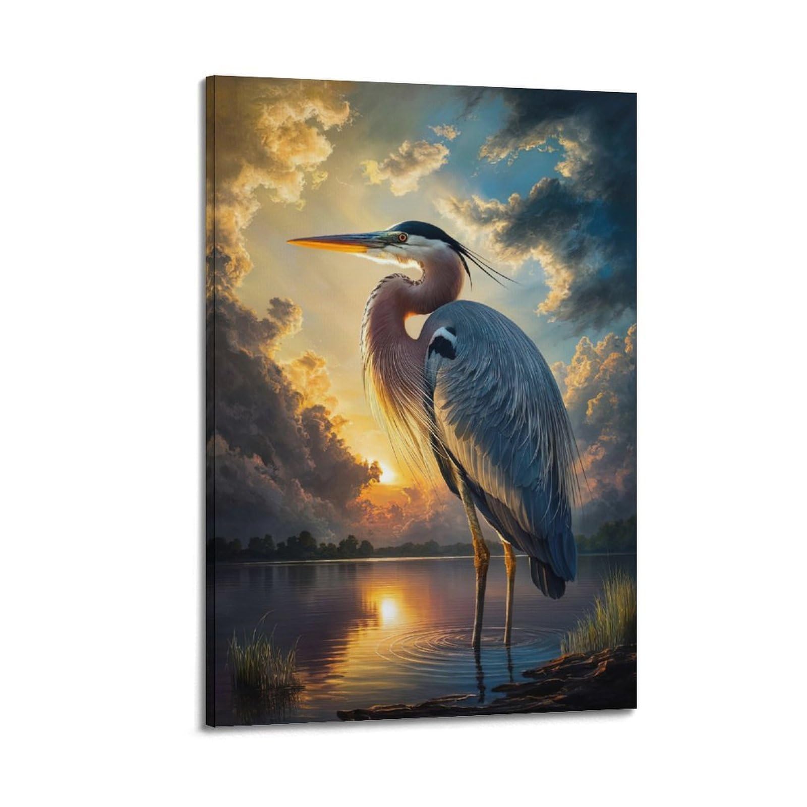 WZKTCL Animal Poster Cranes by The River Poster Decorative Painting Canvas Wall Posters And Art Picture Print Modern Family Bedroom Decor Posters 24x36inch(60x90cm)