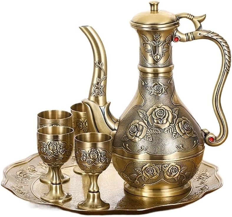 Metal Bronze Wine Set European Vintage Home Cabinet Decoration Pot