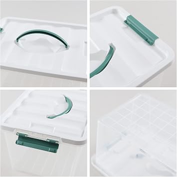 6-pack 14 Quarts Latching Storage Box, Clear Plastic Bin with Handle