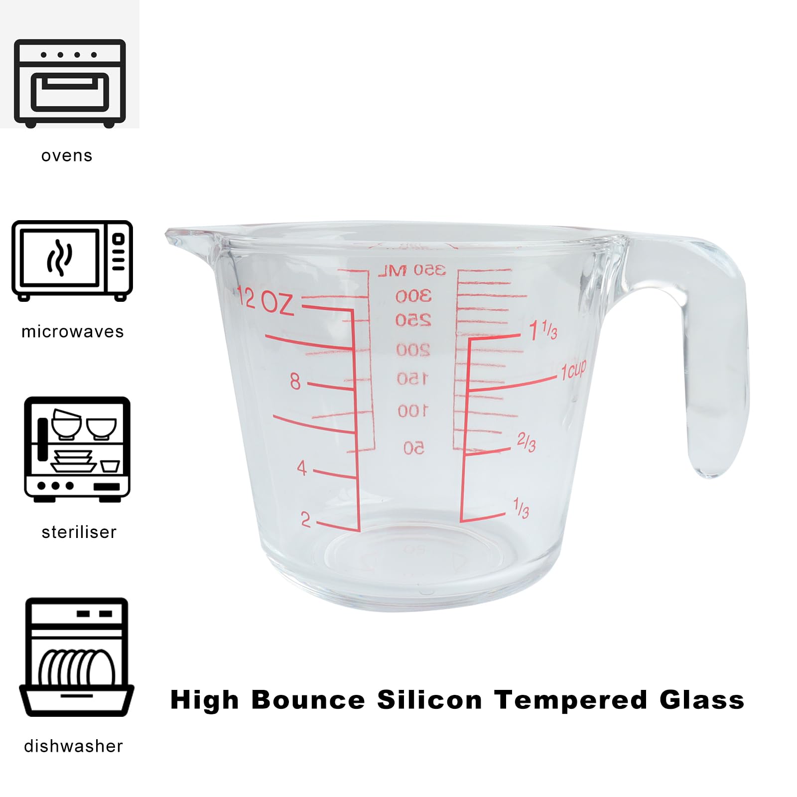 Roellgs Measuring Cups Glass 350ml , Multi-Purpose Liquid Measuring Cups, Transparent - Image 4