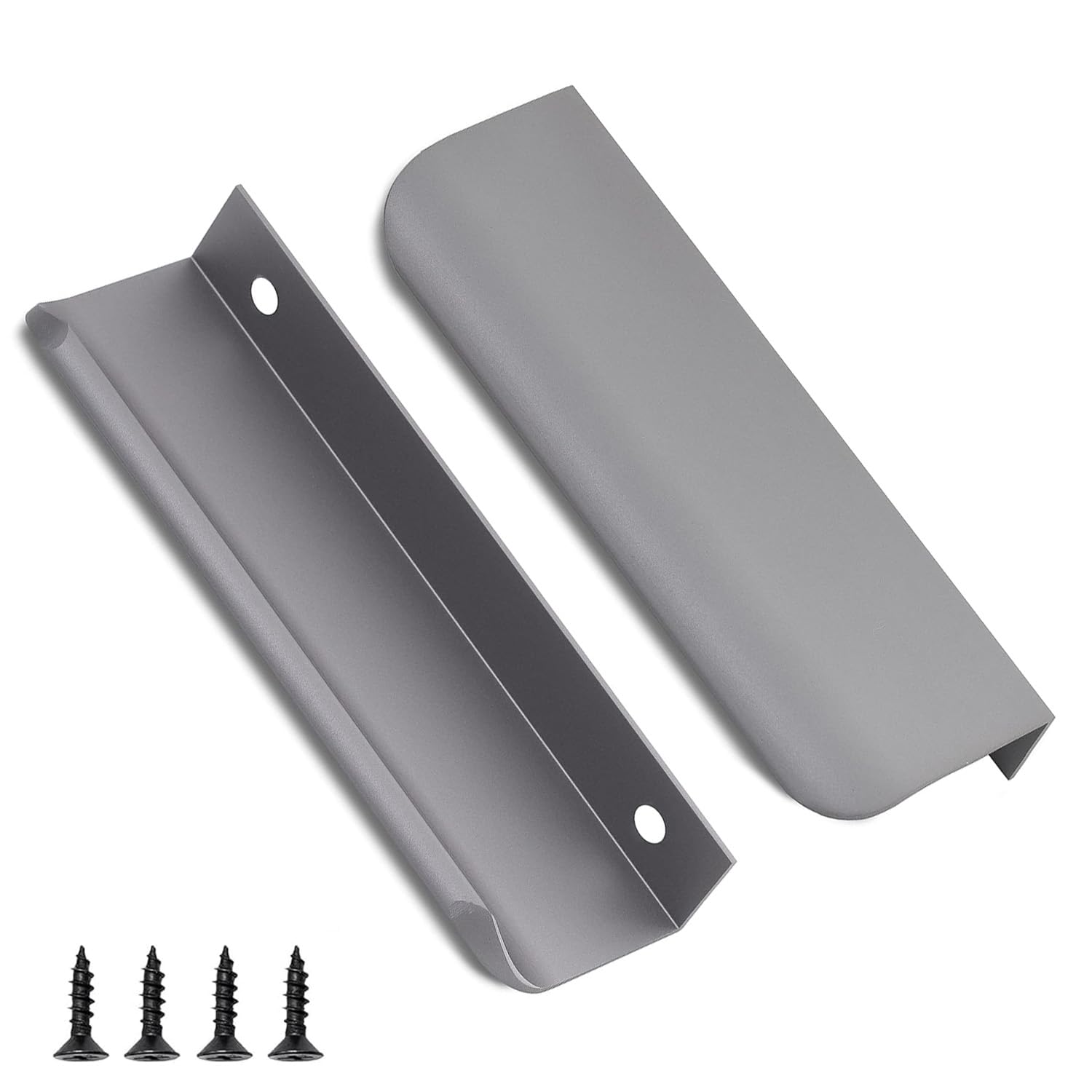 QZKJQDD 2 Pack Starry Gray Kitchen Cupboard Handles Finger Edge Pulls for Cabinets and Drawers, 120mm Wardrobe Door Handles Modern Aluminum, Matte Starry Gray â image 1