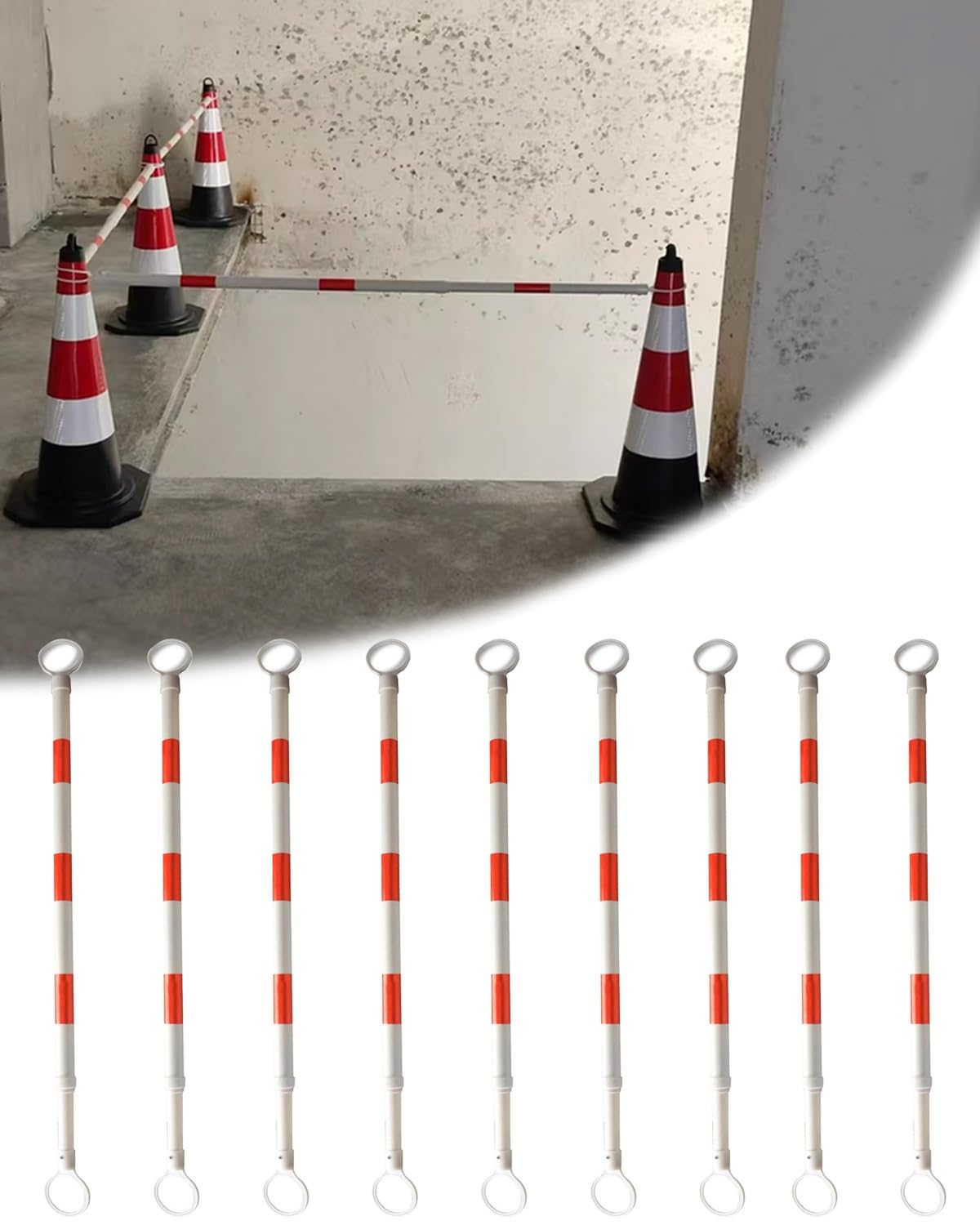GDMDPTE Traffic Barricade Expandable Reflective Barrier Cone Bar Connectors for Parking Road Construction, Temporary Use