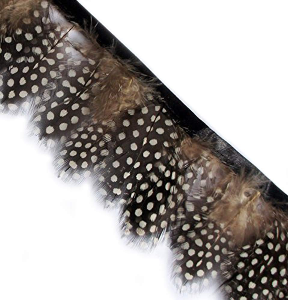 Frange de plumes de pintade noire naturelle de 2 mètres pour couture et créations