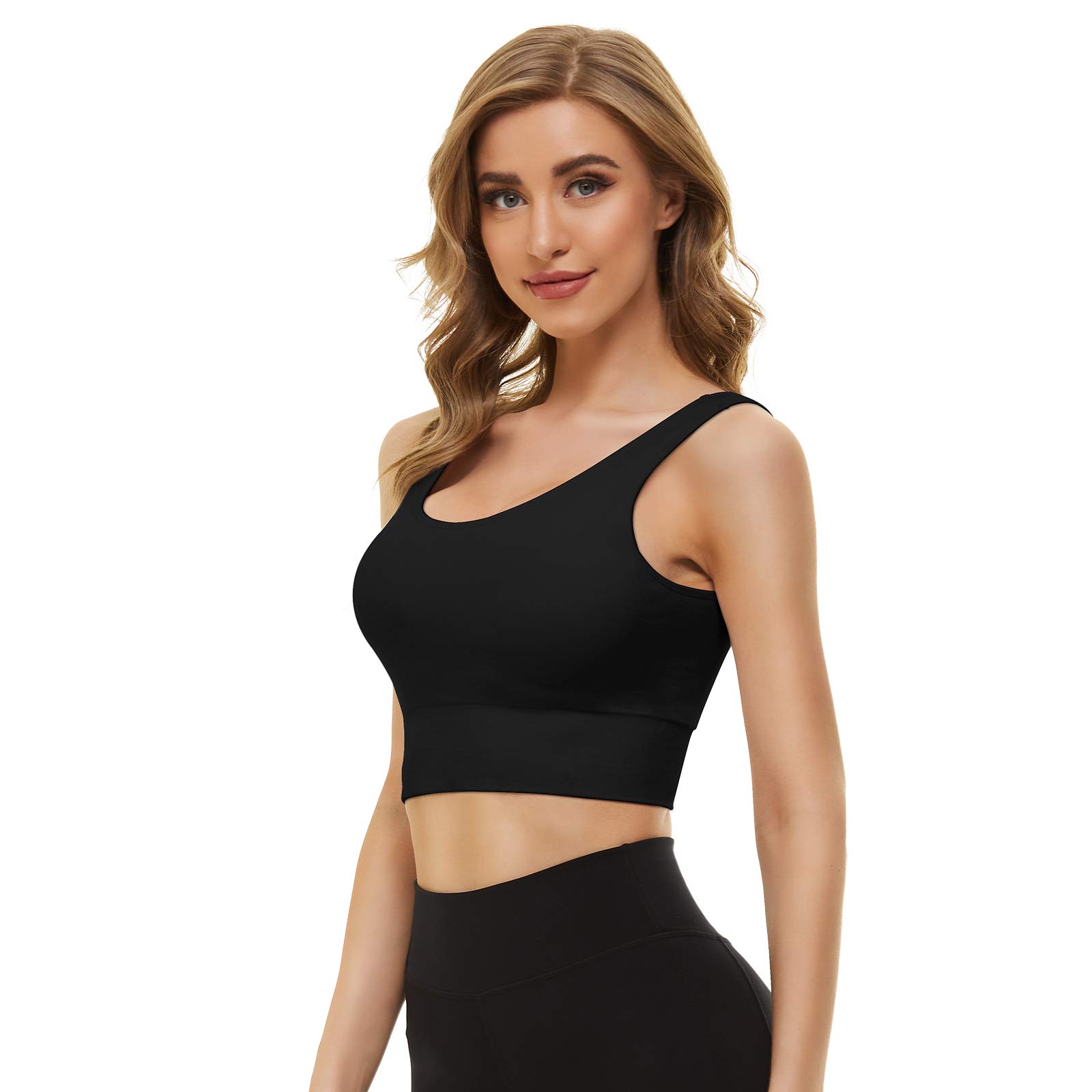 YADIFENLongline Sports Bras for Women Comfortable Yoga Bras Compression Bra Workout Crop Tank Top