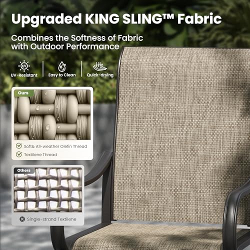 Image of PHI VILLA Patio Chairs Set of 2, High Back Outdoor Dining Chairs with Thicken Textilene Mesh Fabric & E-Coating Metal Frame All Weather for Deck Lawn Garden