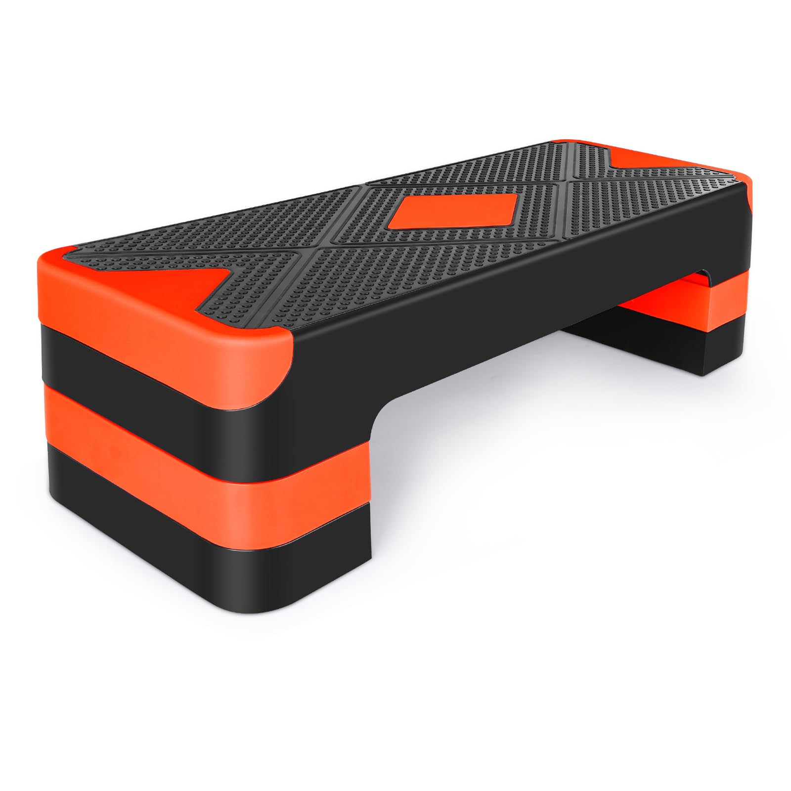 Aerobic Step Platform Orange, Höhenverstellbar, Rutschfest, Kompakt | Mehrere Höhenstufen (10/15/20cm), rutschfeste Oberfläche, klappbar & tragbar, für Heim- & Gym-Training