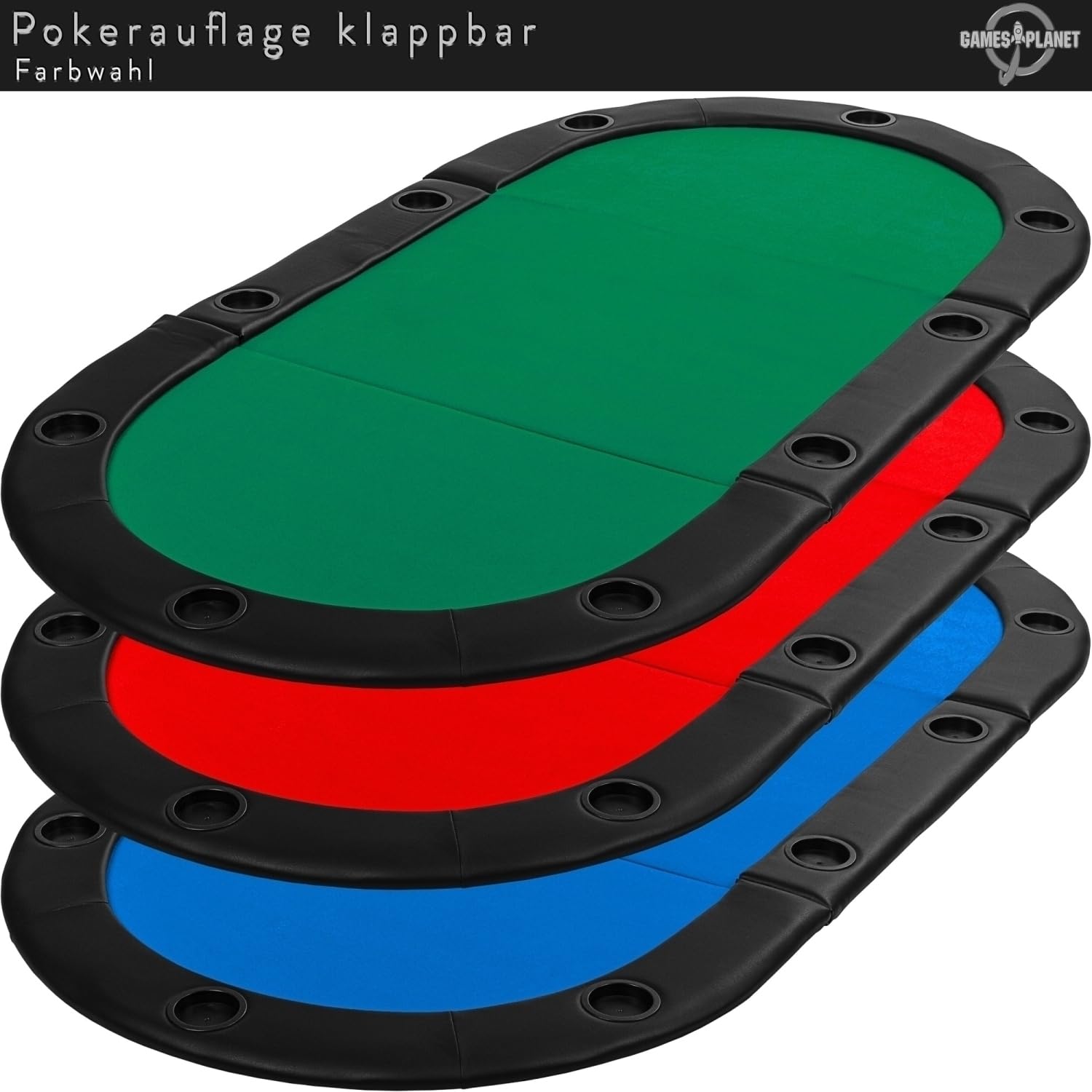GAMES PLANET Faltbare Pokerauflage Straight Flush 208x106x3 cm MDF Grün