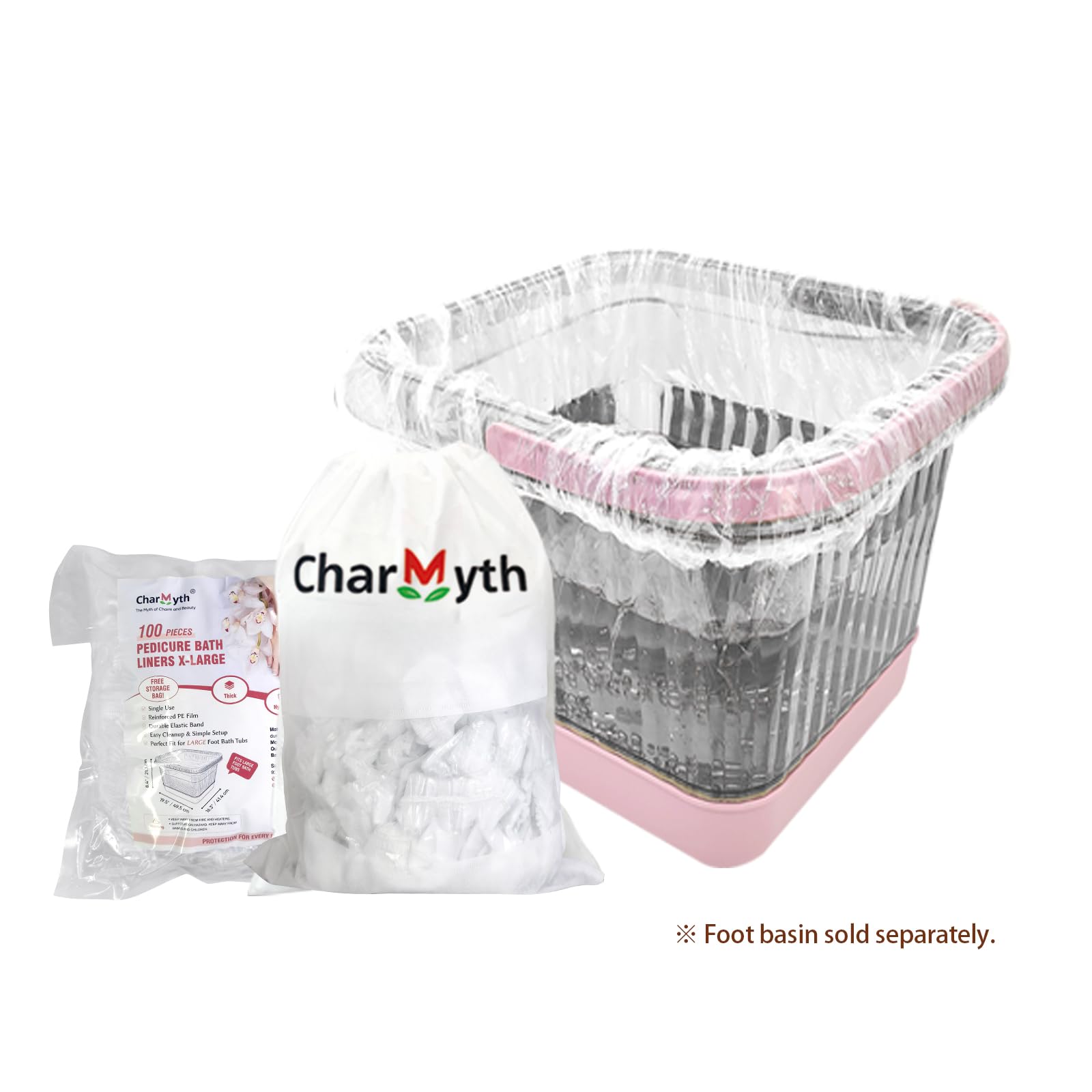 Charmyth Disposable Pedicure Bath Liners - Clear PE Spa Liners