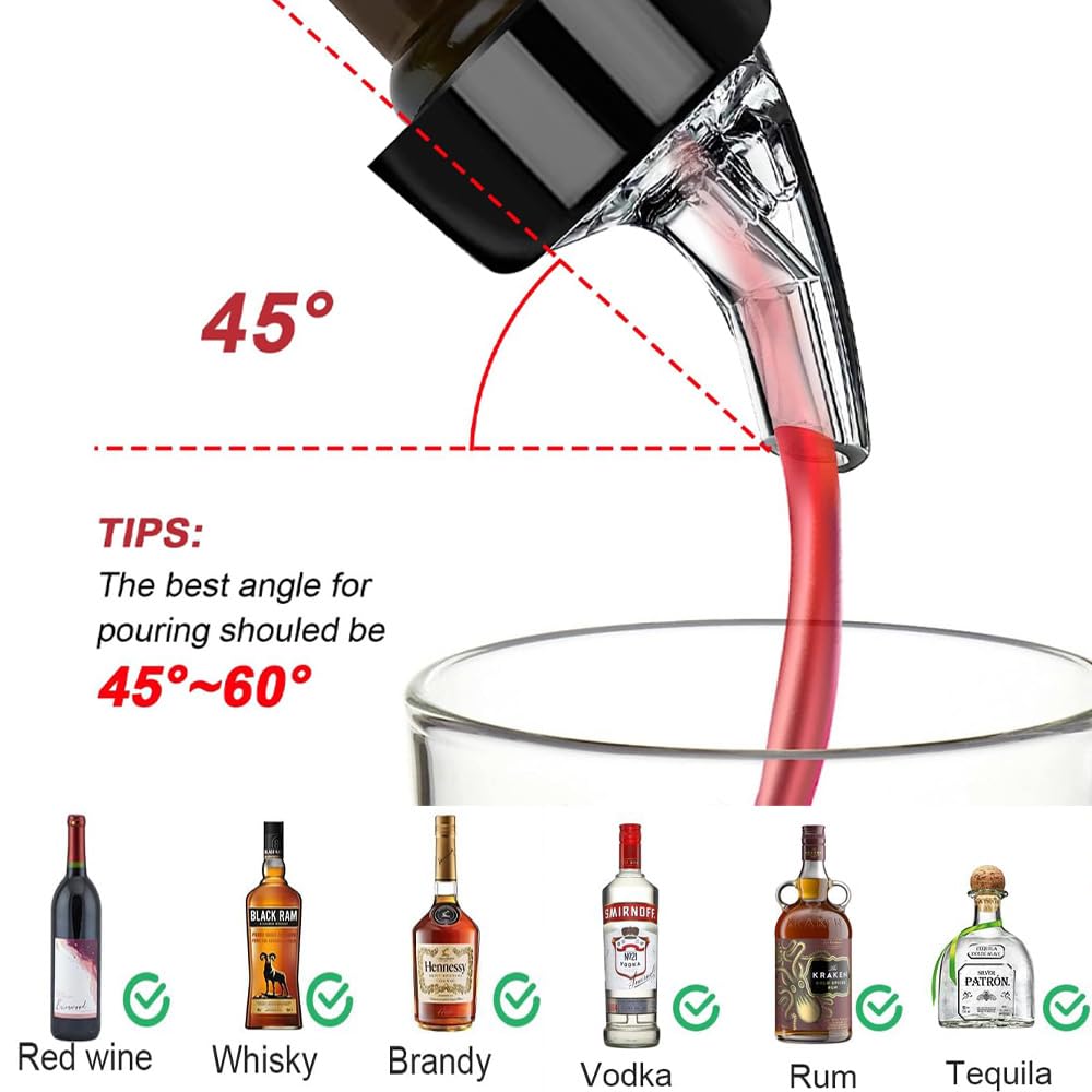 4 Versatori Per Liquori Con Tappo E Beccuccio Dosatore 2cl - Auto-pour Per Vino, Olio, Aceto - 2