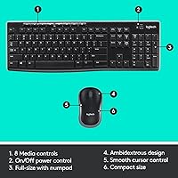 Vista 7 de Logitech MK270 Combo de teclado y mouse inalámbricos, teclado y mouse incluidos, conexión sin abandono de 2.4 GHz, batería de larga duración