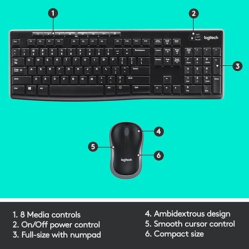 Miniatura 7 de Logitech MK270 Combo de teclado y mouse inalámbricos, teclado y mouse incluidos, conexión sin abandono de 2.4 GHz, batería de larga duración