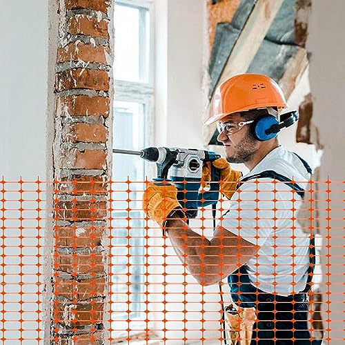 HENGMEI 1x30m Absperrzaun Bauzaun Begrenzungszaun, Nutztierzäune 100 cm hoch Schutznetz aus Kunststoff Geschnitten Werden Mobiler Zaun Hühnerzaun Geflügelzaun für Geflügelgehege Warnnetz, Orange