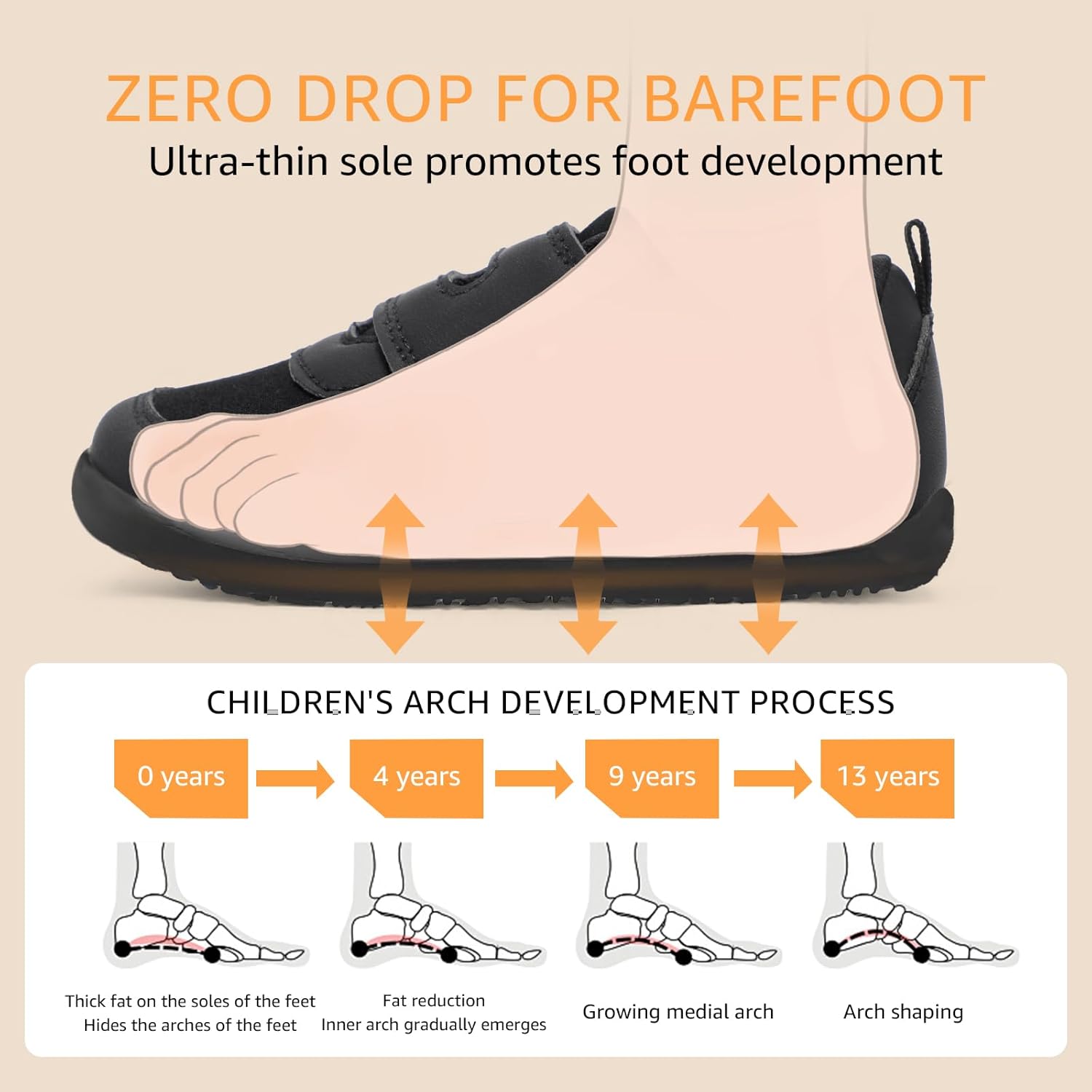 Toddler Wide Toe Box Barefoot Shoes Boys Girls Zero Drop,Baby First Walking Shoes Glitter Little Kids Sneakers Non-Slip Preschool Running Tennis Canvas Casual Preschool Outdoor Activities - Image 4