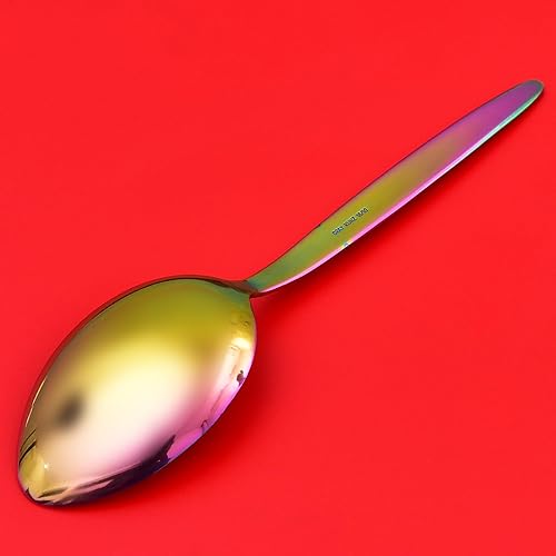 Miniatura 6 de Kunz Spoons Cucharas de cocina Cucharas de cocina de acero inoxidable 1810 de titanio brillante arco iris - Cucharas chapadas de 9 pulgadas -
