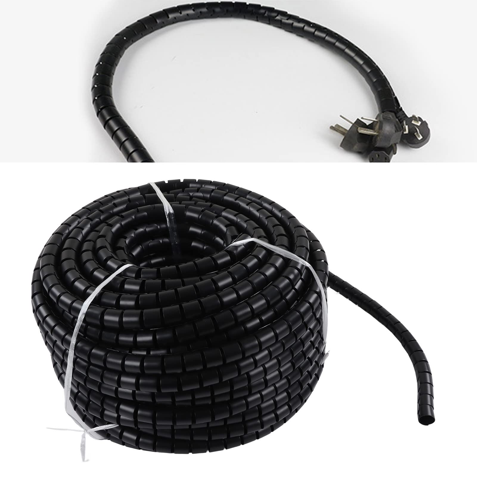 Copri Guaine Protettive per Cavi, Avvolgicavo a Spirale Resistente all'usura Uscita di Derivazione Anticorrosione Nera per Protezione (Diametro 28mm 40m)