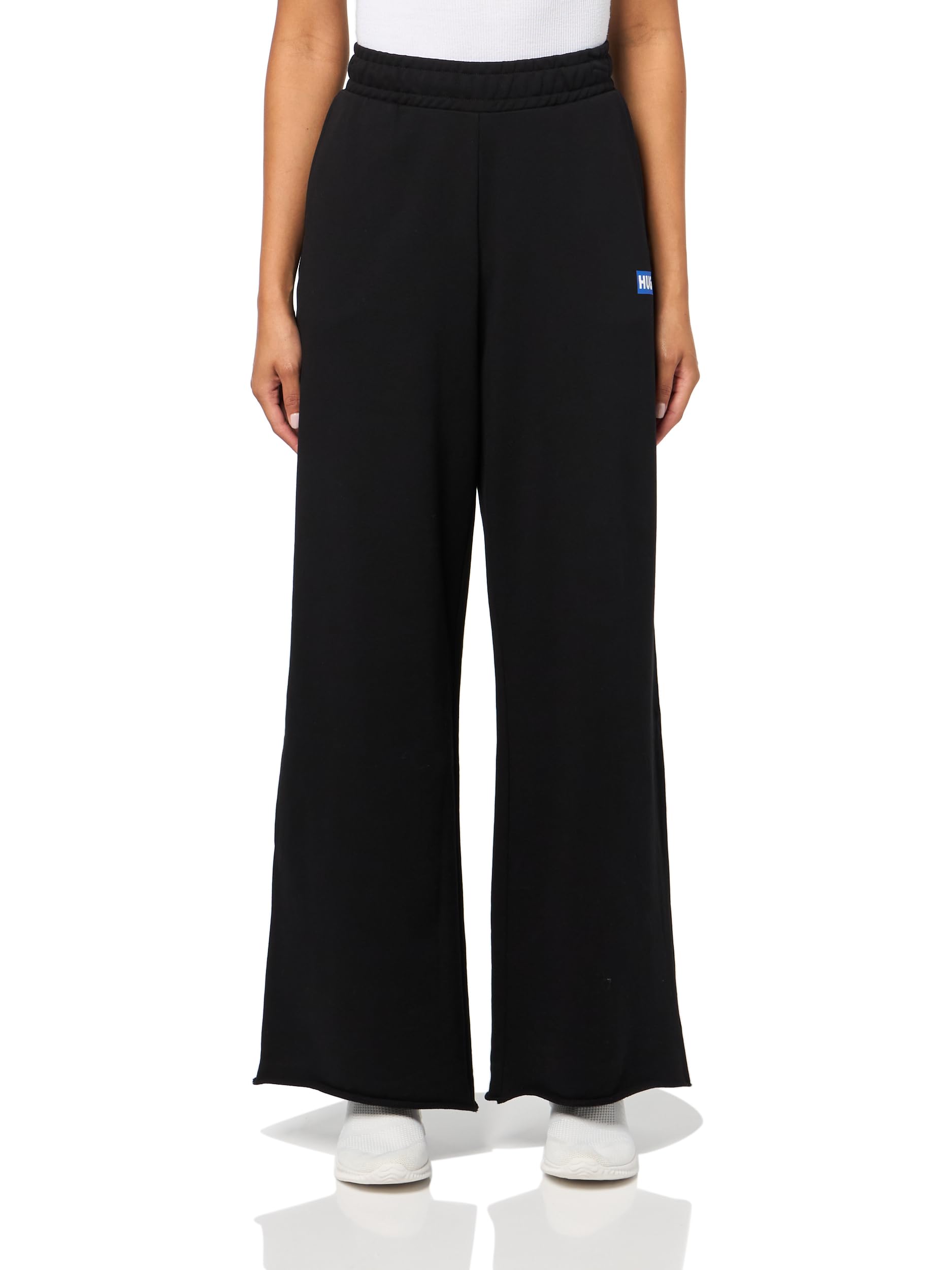 HUGO Women's Box Logo Wide Leg Sweatpants, Black Currant, XS