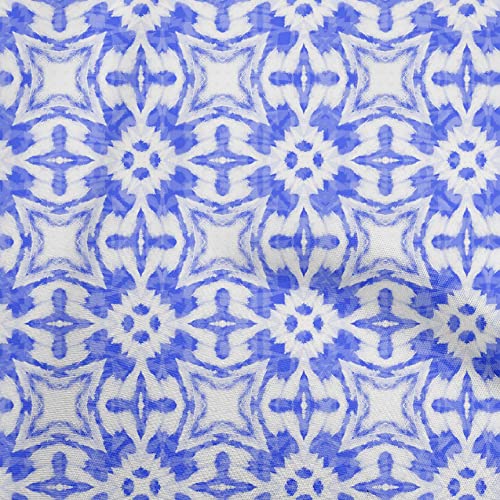 oneOone Cotton Cambric Blue Fabric Asian Shibori Sewing Craft Projects Fabric Prints By Yard 56 Inch Wide