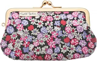 [Sharilyaba] Hello Kitty 蛙嘴式 迷你小包 三丽鸥 LIBERTY PRINT 协作小包 迷你尺寸 化妆包 化妆包 花朵图案 可爱 人物 日本制造 sanrio, 苹果·拨弦(黑色)
