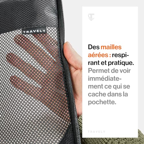 Sac de compression voyage TRAVELY : Set de 5 packing cubes pour valise - 6