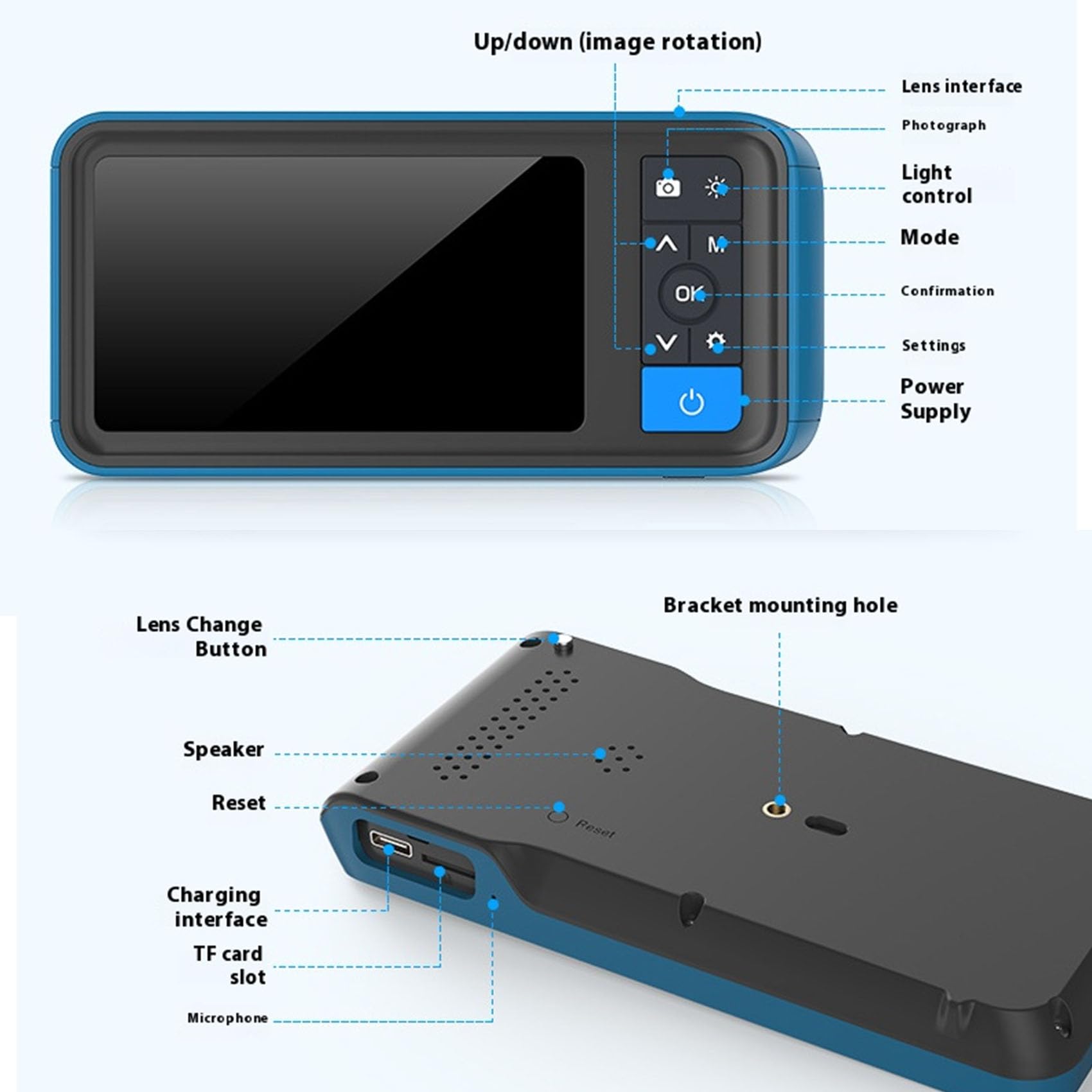 HYZHANHONG 3m, 4.5-Inch High-Definition Dual Lens Industrial Endoscope, 100W High-Definition Blue Light Mirror, Endoscope Camera Used for Automotive Pipeline Tool Maintenance
