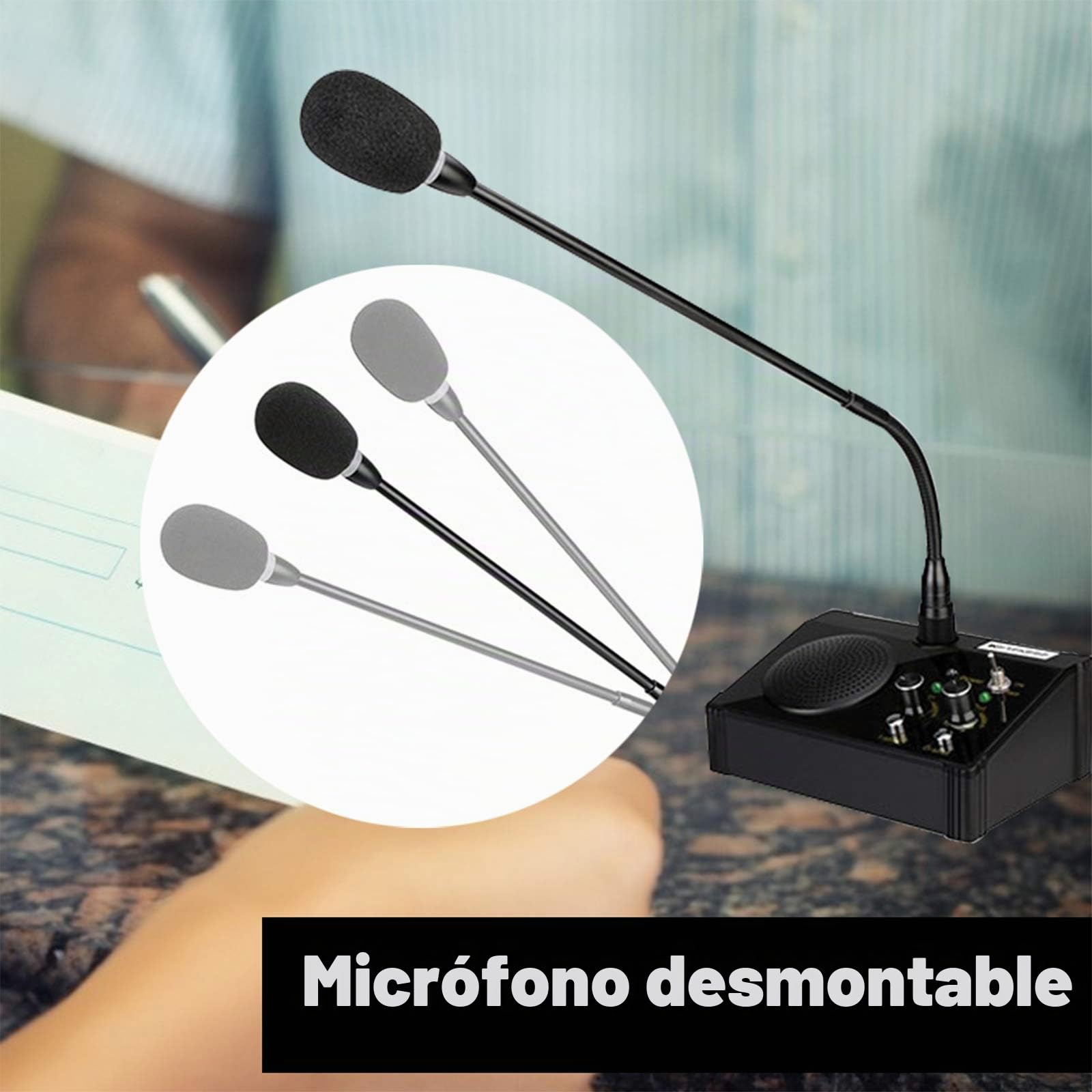 Retekess TW106 Altavoz de Ventana, Sistema de Intercomunicación de Mostrador, Intercomunicador de Ventana de 2 Vías para Escuela, Ventanilla de Boletos, Consultorio Médico, Clínica, Banco | Intercomunicador de Ventana de 2 Vías para Escuela, Ventanilla de