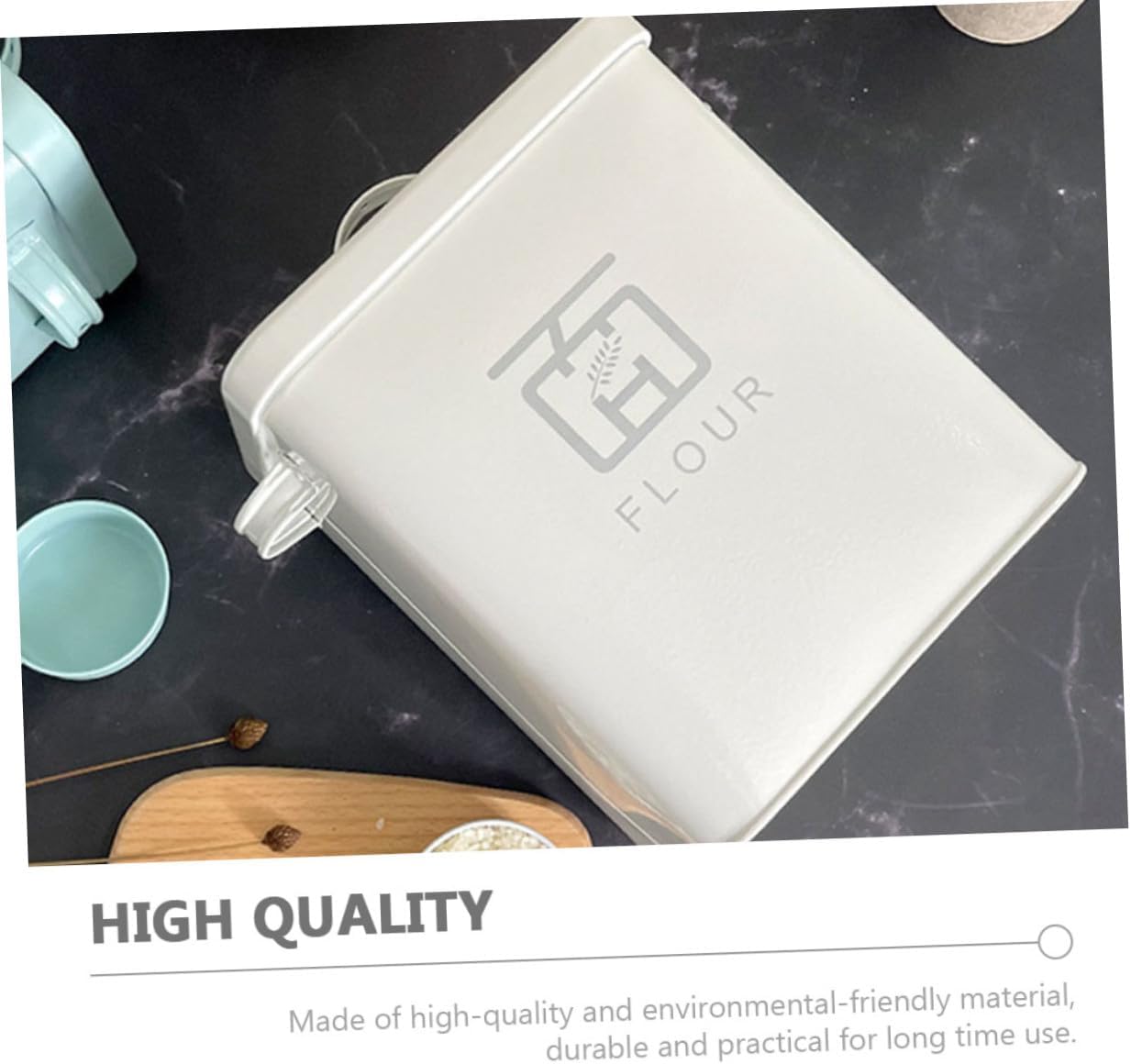 Multi-function Iron Rice Container and Flour Bucket, Airtight Moisture-proof Kitchen Storage Box with Lid, Retro White, Household Rice and Flour Organizer for Pantry Use