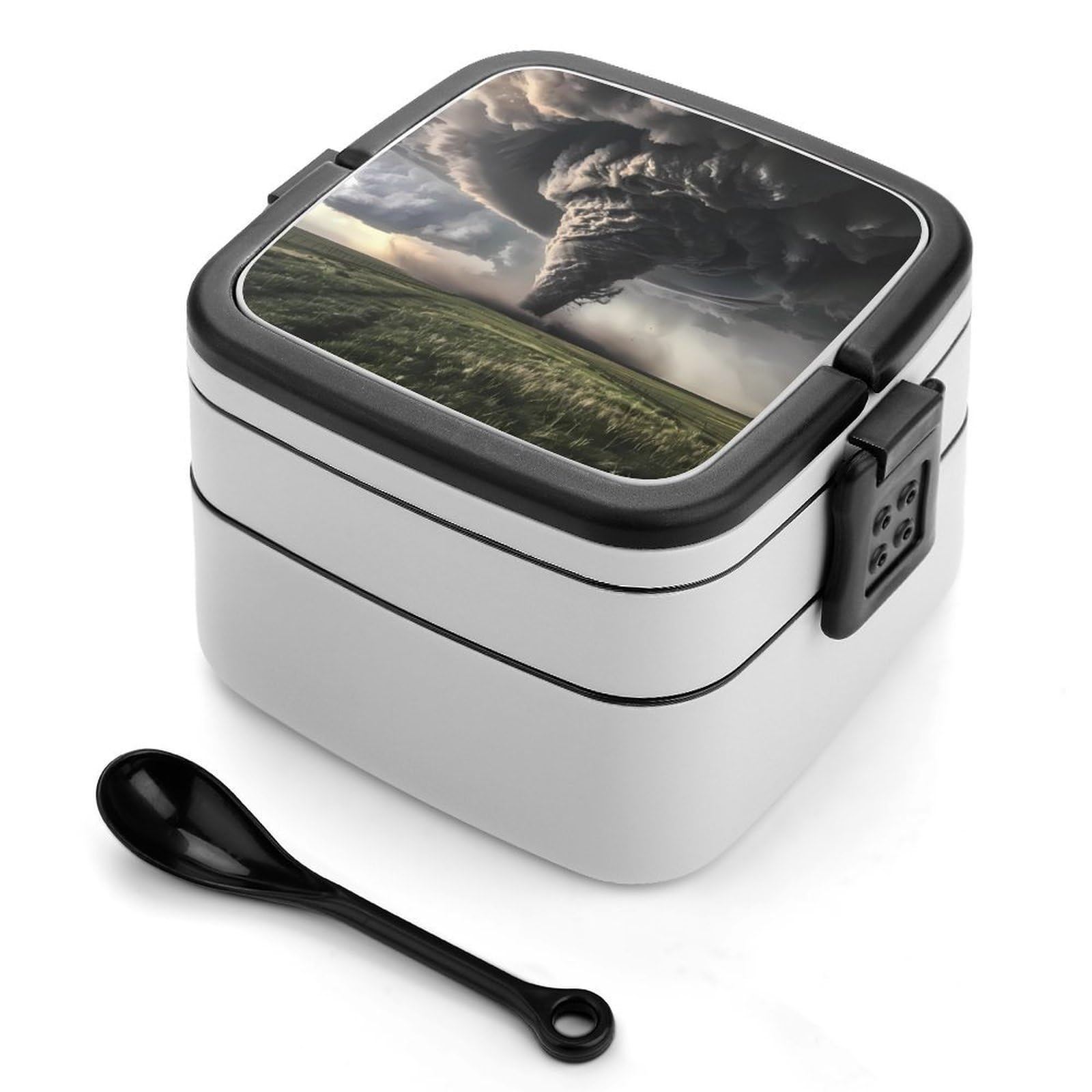 CGSBNGHA Powerful Tornado Bento Lunch Box 2 Layer Lunchbox Food Container for Adults Office
