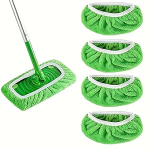 Cuscinetti in microfibra – Confezione da 4 ricariche lavabili riutilizzabili per la pulizia di pavimenti bagnati e asciutti, adatti alla maggior parte dei mocio standard, panni verdi per la pulizia