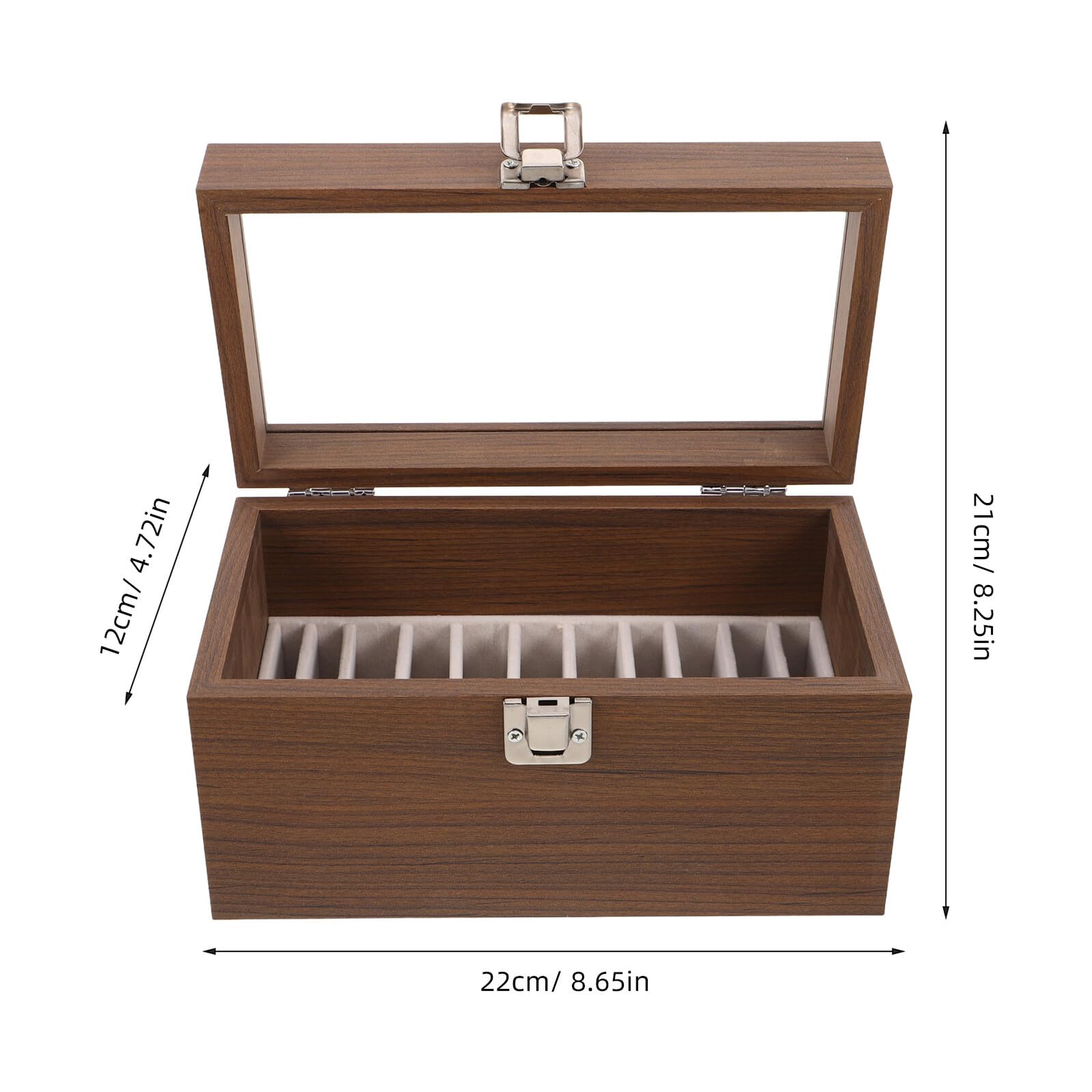 Boîte de Rangement pour Bracelets en Noyer Foncé, Organiseur à 11 Compartiments Beige, Coffret Compact pour Rangement de Bijoux et Présentoir Élégant pour Accessoires de Poignet