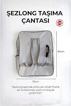 ECM PROGER Katlanır Kampet Şezlong, Minderli, Taşıma Çantalı, Ayarlanabilir Sırt Dayamalı, Bahçe, Plaj ve Kamp İçin, Gri