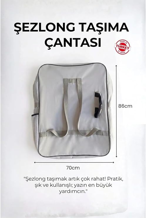 ECM PROGER Katlanır Kampet Şezlong, Minderli, Taşıma Çantalı, Ayarlanabilir Sırt Dayamalı, Bahçe, Plaj ve Kamp İçin, Gri