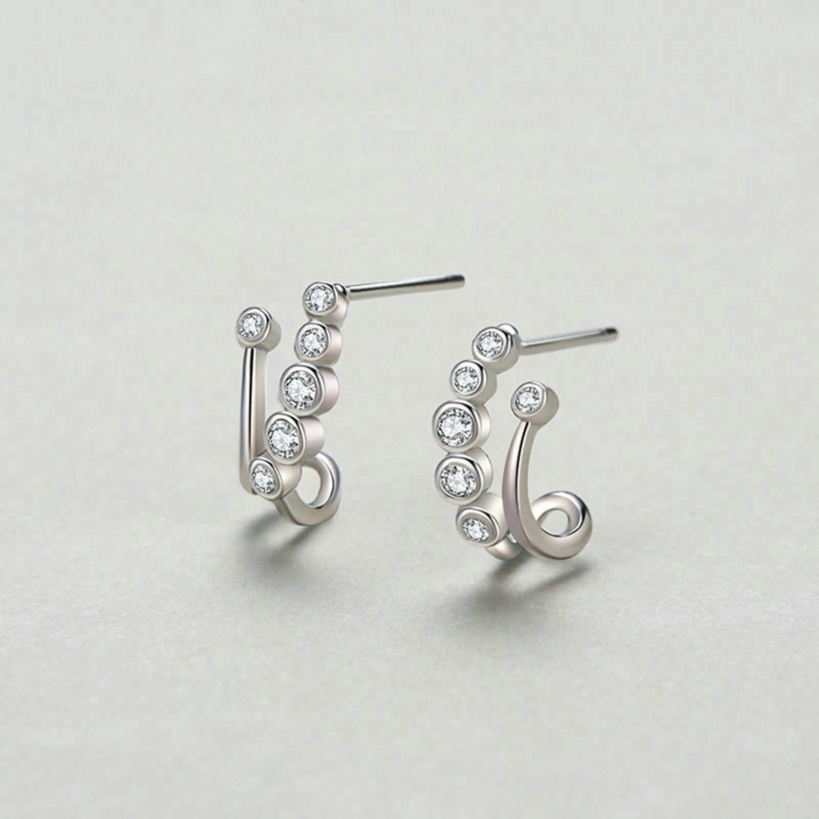Moissanite Orecchini a perno in platino 950, geometria con moissanite, da donna, ipoallergenici