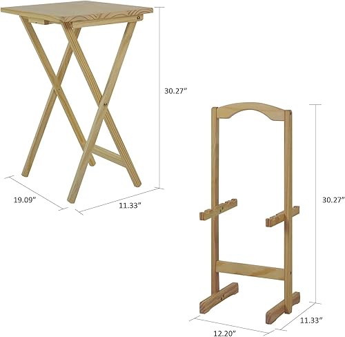 TRFMY - Juego de 4 bandejas de TV plegables de gran tamaño XL de 5 piezas, bandejas de TV para comer, con soporte, mesa plegable para aperitivos y