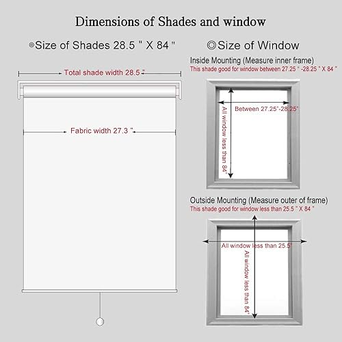 Miniatura 4 de PASSENGER PIGEON Persianas opacas sin cordones, blancas de 28.5 pulgadas de ancho x 84 pulgadas de alto, persianas de ventana que se detienen