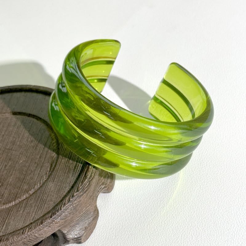HIIXHC Jelly Resin Cuff Bangle Bracelets for Women Wide Acrylic Bangle Bracelet Irregular Geometric Plastic Wristbands Jewelry for Women Beach Essentials for Vacation - Image 2