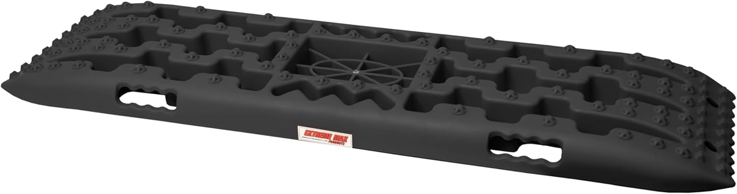 Extreme Max 5001.6838 Recovery Boards with Jack Base – 2-Pack 42" Traction Tracks for Off-Road, Overlanding, Mud, Snow, and Sand, Stackable with Carrying Case, Black
