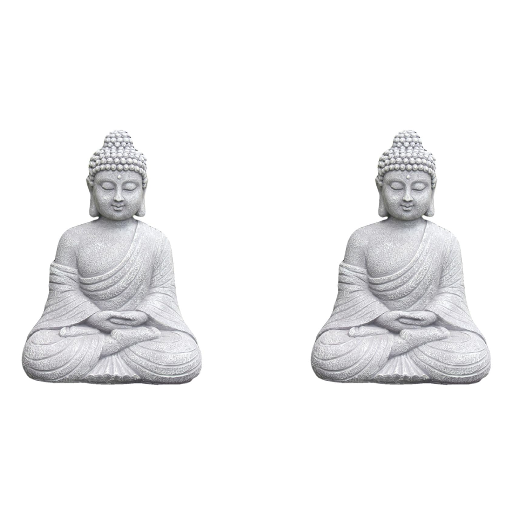Hndhbfgrt 2X Vintage Garden Buddha Statue Indoor Outdoor Garden Buddhism Figurine Sculpture Home Store Decor Ornament