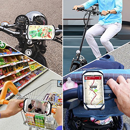 Bovon Bike Phone Mount, 360°Rotation Silicone Bicycle Phone Holder, Universal Motorcycle Handlebar Mount Compatible with iPhone Se/11 Pro Max/XR/XS Max/8/7/ 6/6s Plus, Galaxy S20/S9, 4.0"-6.5" Phones