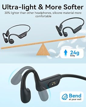 MONODEAL Headphones Swimming IP68 Underwater Bone Sound Headphones Bluetooth 5.4 Bone Conduction Headphones with 8GB MP3 Player Memory Open-Ear Waterproof Headphones for Swimming Running
