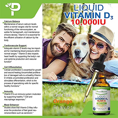 Power By Naturals High Potency Liquid D3 10000 Iu + Adk Vitamin Supplement Combo #TOP6