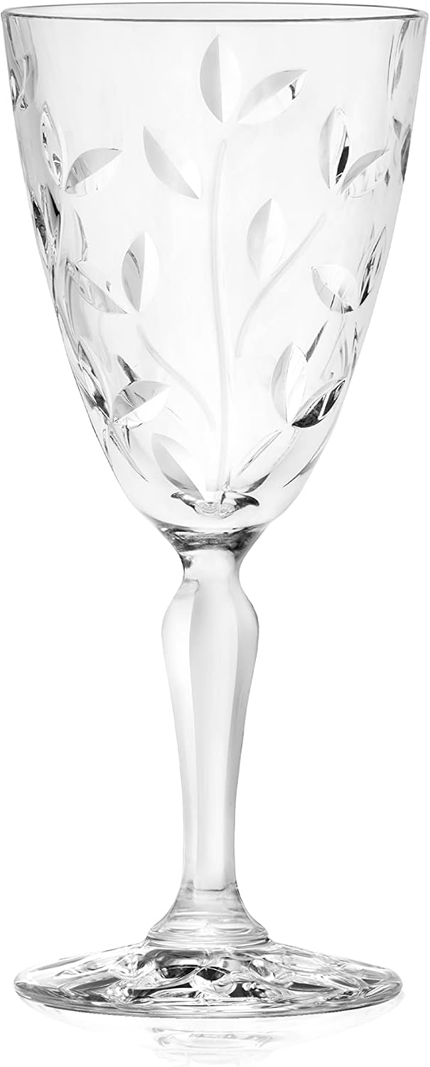 Barski Wine Glass - Goblet - Red Wine - White Wine - Water Glass - Stemmed Glasses - Set of 6 Goblets - Crystal like Glass - 9.5 oz. Beautifully - Cut Crystal - Designed Made in Europe