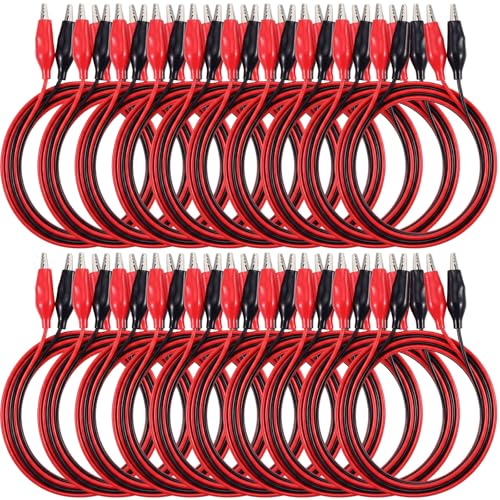 Image of EBOOT 40 Pcs Alligator Clips Electrical with Wires Test Leads 40 Inch | Jumper Wires with Alligator Clip Electrical, Double-ended Jumper Wires for Electrical Testing, Circuit Connection, Experiment